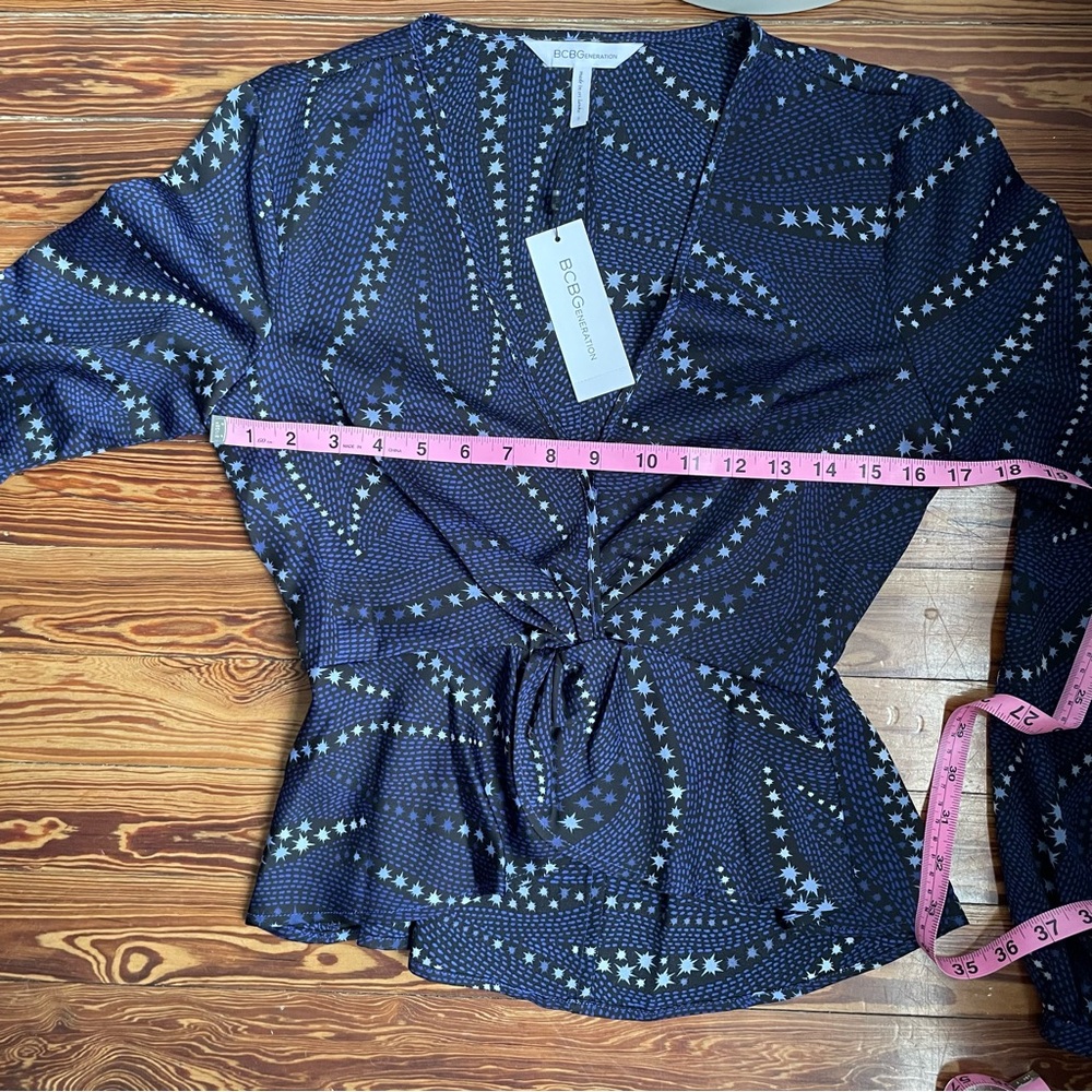 NWT BCBGeneration Twilight Blue Long Sleeve Blouse - Picture 9 of 10